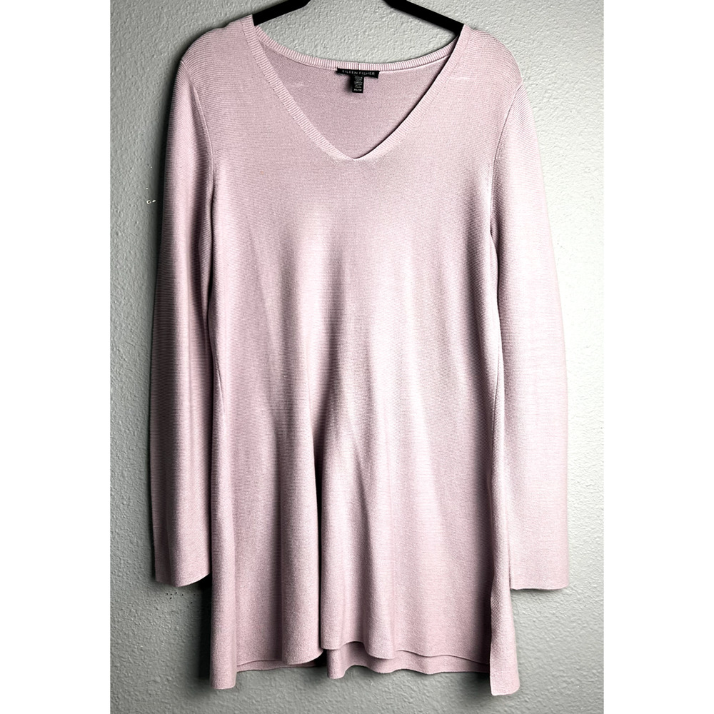 Eileen Fisher Organic Cotton Sweater Blouse Size XS/TP Lilac Luxury Minimalist